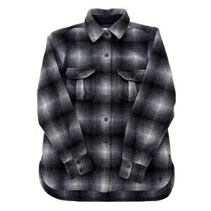 Smartwool Womens Small Grey Plaid Wool Blend Snap Front Shacket Shirt Jacket